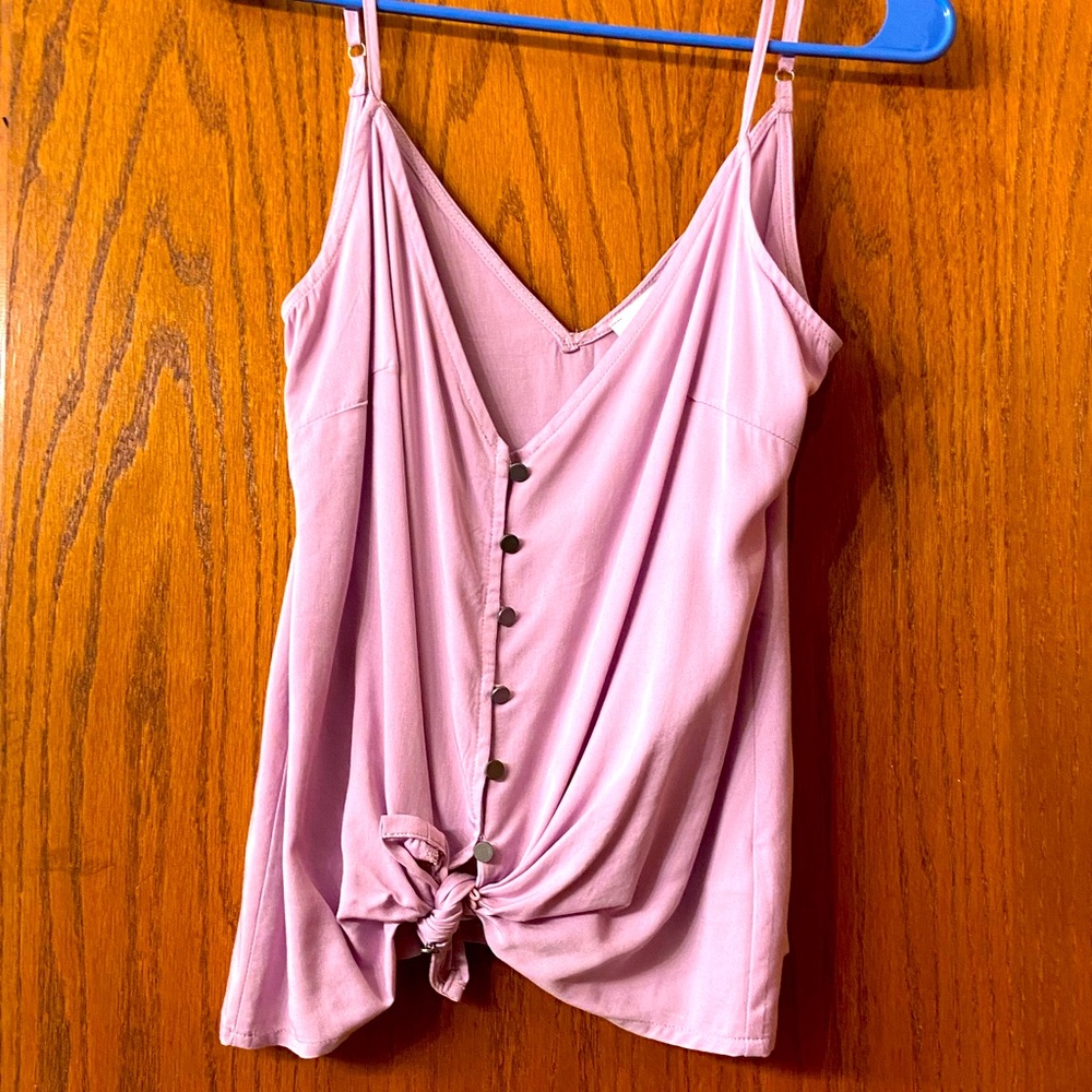 Pink Cami with Front Tie Detail